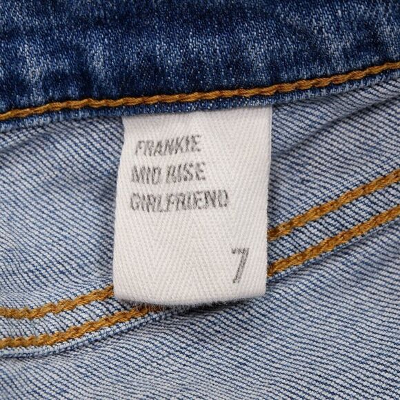 Eunina Jeans Juniors 7 Frankie Mid Rise Girlfriend Destroyed Blue Denim 29x26.5 - Picture 8 of 10